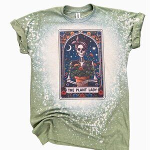 The Plant Lady - Skeleton Tarot Card Bleached Tee